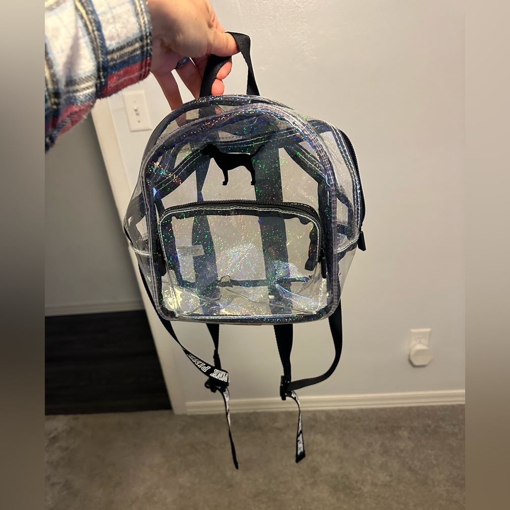 PINK Iridescent Clear Backpack